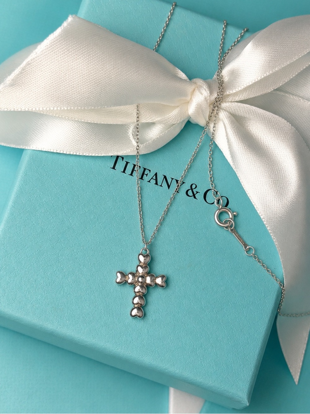 Tiffany & Co. Sterling Silver Paloma Picasso Heart Cross Necklace RARE
